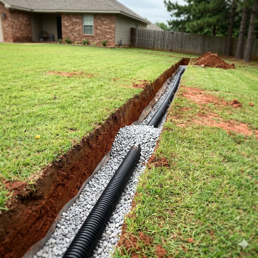 French Drains services by CAMCO Earthworks in Central Arkansas